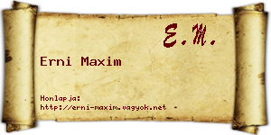 Erni Maxim névjegykártya